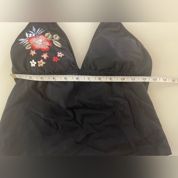 Black Embroidered Bikini Top Sz 10 - Picture 8 of 15